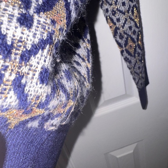 Chanel Women's Sweater with Blue and Gold Geometric Design - Picture 5 of 6
